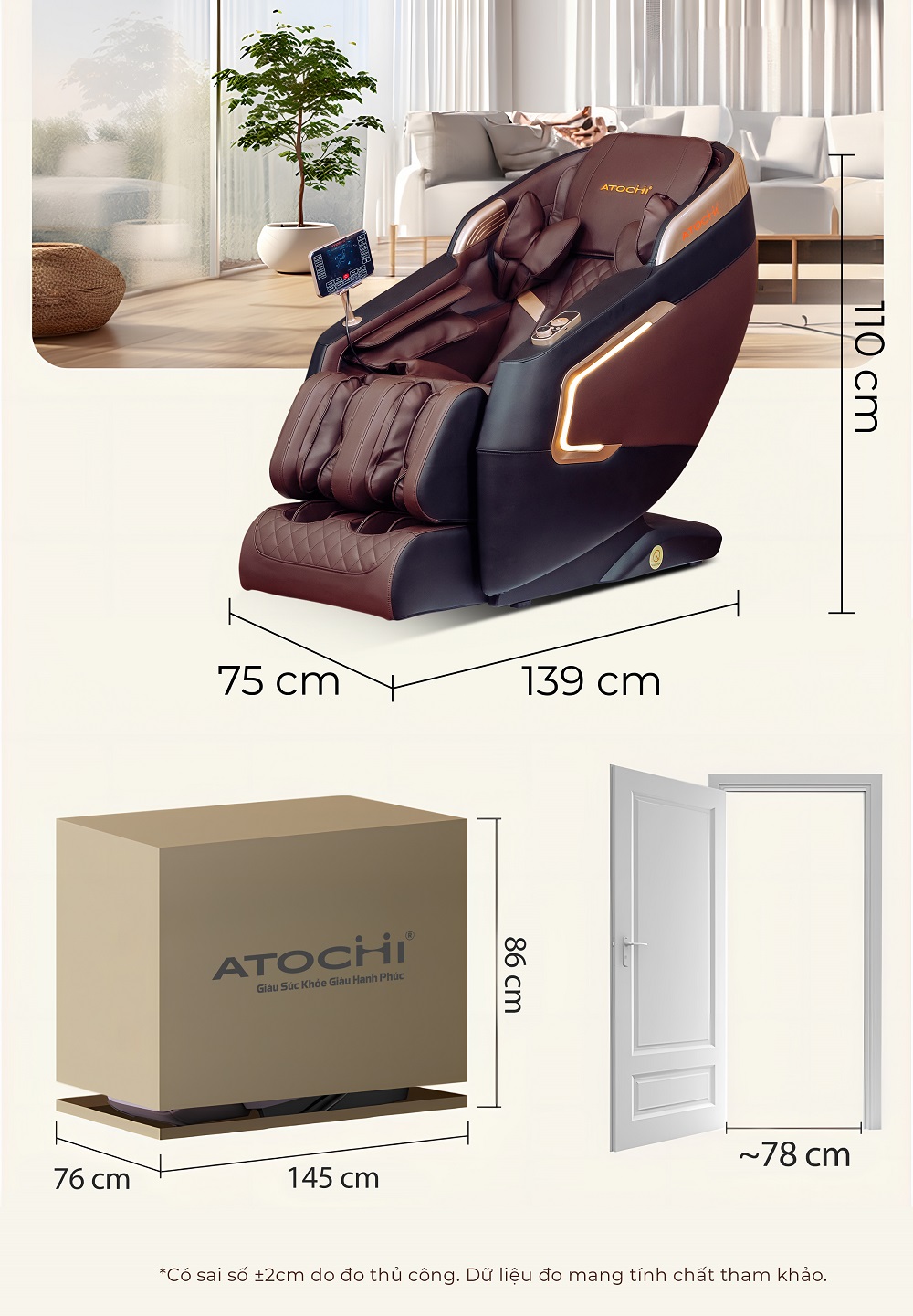 Kích thước ghế nhỏ gọn tiết kiệm không gian tối ưu