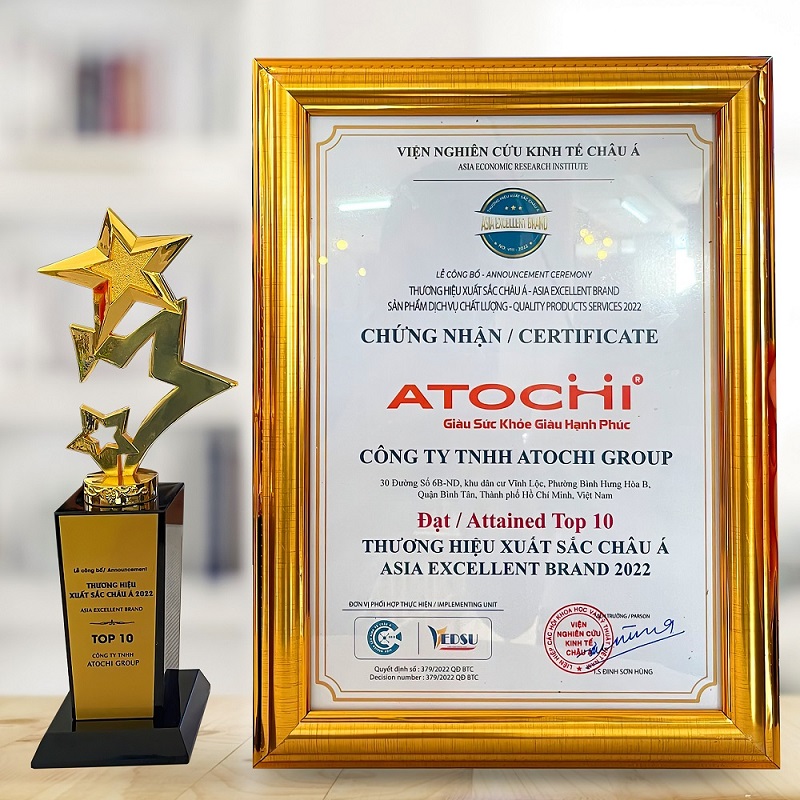 Atochi đạt " Thương hiệu xất sắc châu Á-Sản phẩm chất lượng 2022"